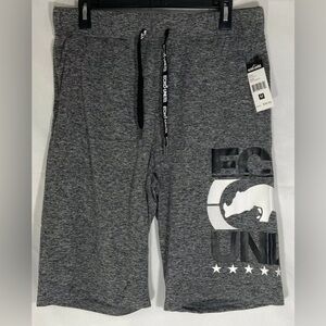 Ecko Unltd. Mens Fleece Shorts Grey Marled Black/White Rhino Logo, Medium